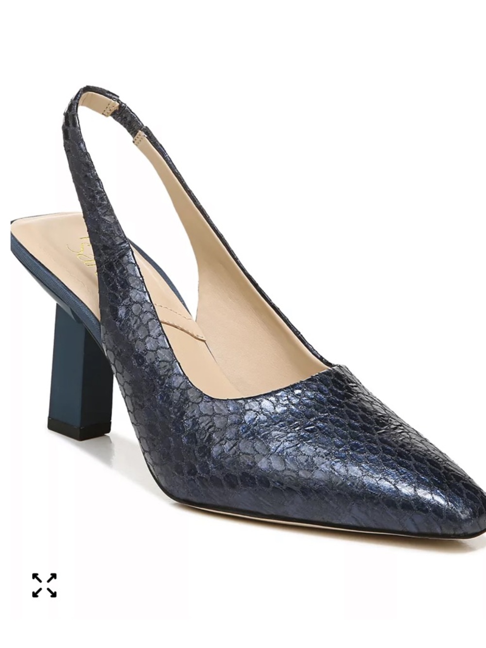 Franco sarto navy leather lizard look slingback pumps heels nib sz 6 m